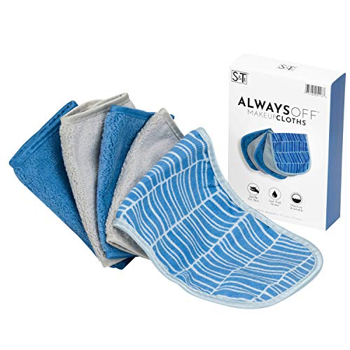 S&T INC. Always Off Reusable Makeup Remover cloths, 6â€ X 12â€, Solid and Print, 5 Pack