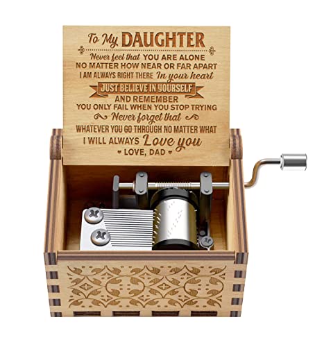 Doptika Clearance Engraved Music Box - You are My Sunshine, Gift for Daughter from Dad - Believe In Yourself Little Wood Musical Box Gift for Daughter, Birthday, Valentines
