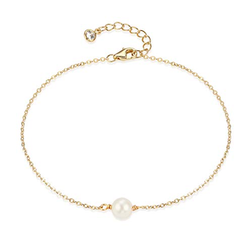 Women Dainty Bracelet,14k Gold Plated/Sterling Silver Cute Satellite Bracelet Beads Chain Layered Coin Charm Link Bracelet Minimal Jewelry