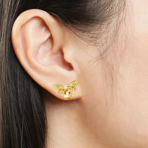 Mom Gifts Bee Earrings Flower Bee Dangle Drop Stud Cubic Zirconia Earrings for Girls Hypoallergenic
