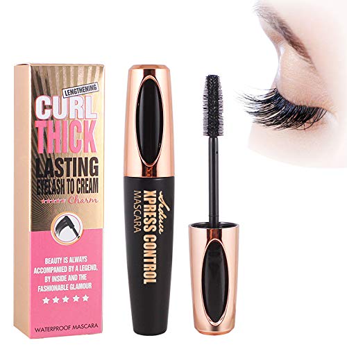 Lash Mascara,4D Silk Fiber Lash Mascara,Waterproof Lengthening Long-Lasting Smudge Proof Eyelashes Mascara