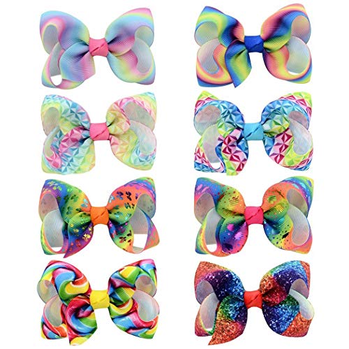 Etuoji 8 Pcs/Pack Girls Fashion Headwear Gradient Color Bow Hair Clips