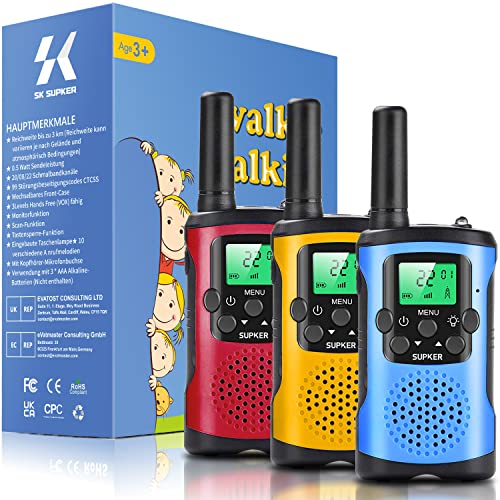 Walkie Talkies for Kids 3Pack, 22 Channels 2 Way Radio Kids Talks Toy for 3 to 12 Year Old Boys Girls Gift, 3 Miles Long Range for Outdoor Camping Game
