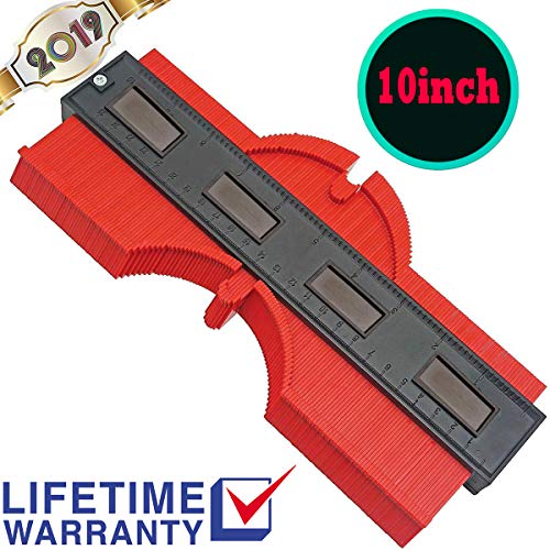 Plastic Contour Gauge, 10 Inch Profile Gauge Measure, for Precise Measurement Tiling Laminate Wood Marking Tool For Perfect Fit and Easy Cutting, Perfect Gift for Dad Men Husband （red）