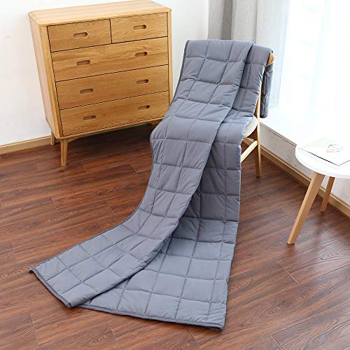 Sonaice Weighted Blanket Kids ï¼ˆ7 lbsï¼Œ 41â€ x 60â€ï¼Œ Grey, Throwï¼‰ Premium Cotton with Natural Glass Beads