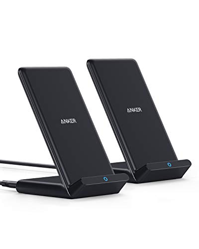 Book Cover Anker Wireless Charger, 2 Pack 313 Wireless Charger (Stand), Qi-Certified for iPhone 12, 12 Pro Max, SE, 11, 11 Pro, 11 Pro Max, XR, XS Max, 10W Fast-Charging Galaxy S20, S10 (No AC Adapter)