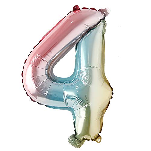 16 inch Gradient Rainbow Number Balloons Unicorn Party foil Balloon Baby Shower 1 Birthday Party Decorations Kids Numbers Air Ball (16 Inch Rainbow 4)