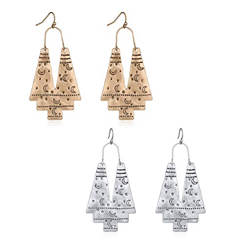 Zealmer Vintage Boho Ethnic Earrings Hollow Out Fan Shape Geometric Drop Earrings for Women