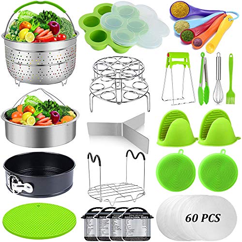 87 Pcs Pressure Cooker Accessories Set Compatible with Instant Pot Accessories 6 Qt 8 Quart, 2 Steamer Baskets, Springform Pan, Egg Rack, Egg Bites Mold, Steamer Rack Trivet, Parchment Papers & More