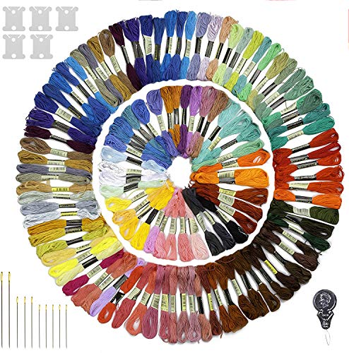 STOCKYFY Embroidery Thread Rainbow Color Embroidery Floss 120 Skeins & Accessories Per Pack Friendship Bracelets Cross Stitch Threads & Craft Floss