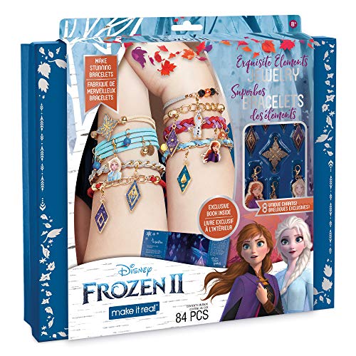 Book Cover Make It Real - Disney Frozen 2 Elements Jewelry Set. Disney Inspired DIY Charm Bracelet Making Kit for Girls. Design and Create Girls Bracelets with Frozen 2 Charms, Beads, Faux Suede and More