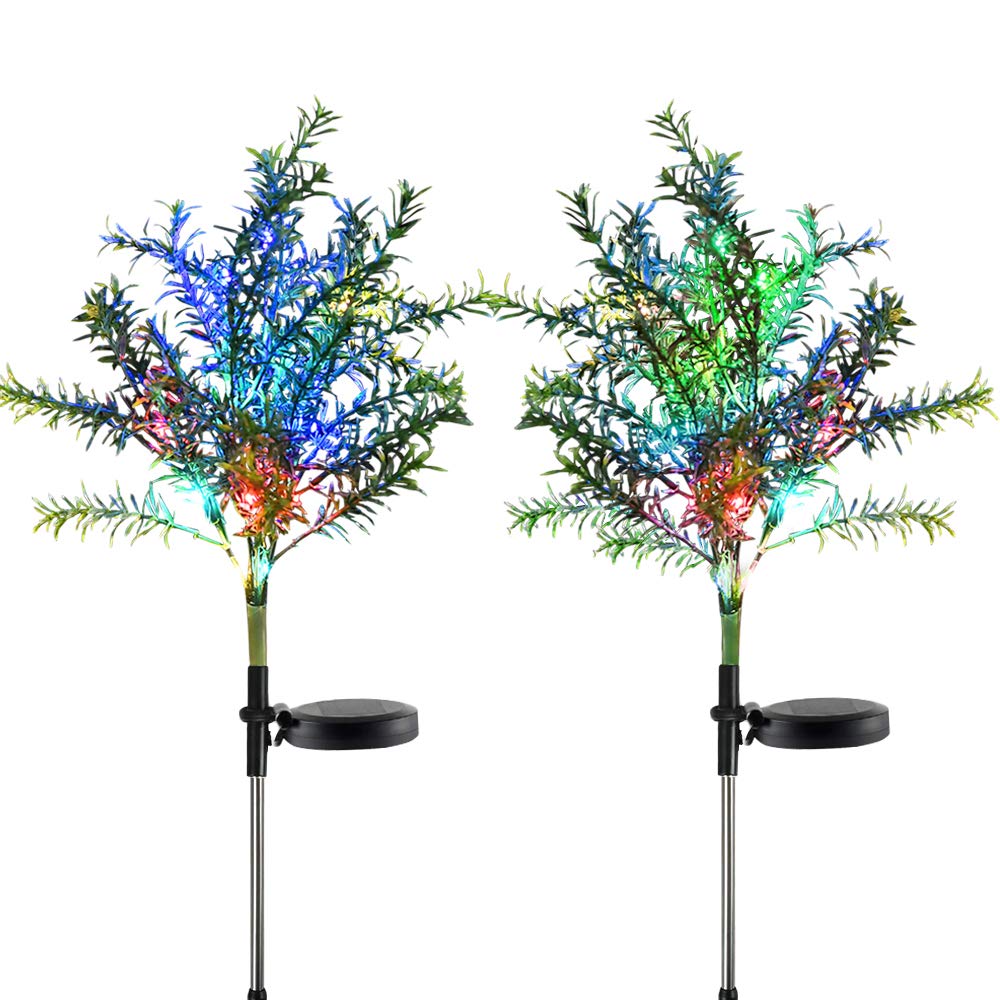 Book Cover Idefair Solar Garden Lights Tree Outdoor Multi-Color Changing LED Stake Lights Flower for Garden, Patio, Yard and Decoration Solar Flickering Tree Lights (Tree,2 Pack)