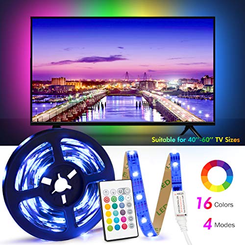 Book Cover USB tv led Backlight Length 8.2ft (2.5M) Suitable for 40-65in TV, 24 Keys Infrared Remote Control can Remote Control LED Strip Lights, RGB 5050 Light with 16 Colors