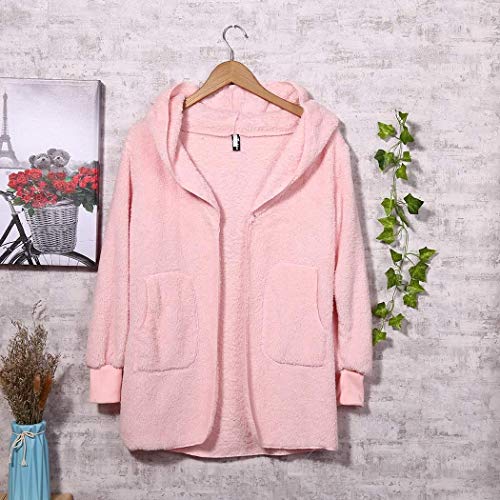Book Cover Justew Women Fashion Casual Solid Plush Open Front Hooded Cardigan Coat Fashion Hoodies