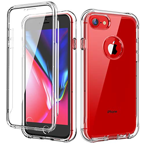 Book Cover SKYLMW iPhone 6/6S,iPhone 7/8 Cover,[Built in Screen Protector] Full Body Shockproof Dual Layer Protective Hard Plastic & Soft TPU Phone Cases for iPhone 6/6S/7/8 4.7 inch,Clear