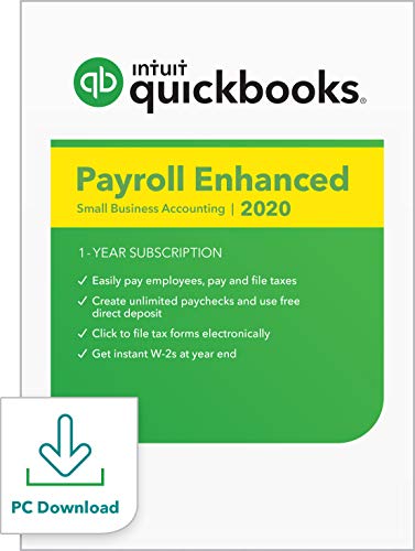 Book Cover [Old Version] QuickBooks Desktop Enhanced Payroll 2020 I Compatible with QuickBooks Pro, Premier, and Enterprise [PC Download]