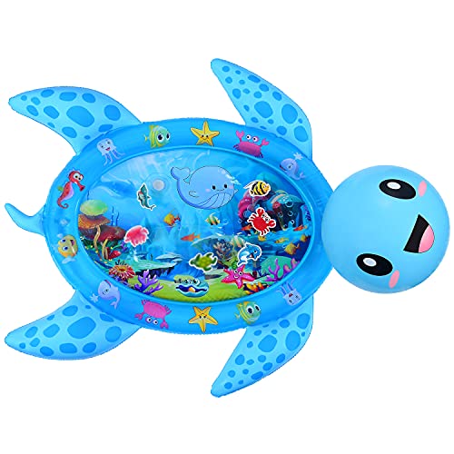 Book Cover MAGIFIRE Tummy Time Water Mat, Baby Water Mat Infant Inflatable Play Mat for 3 6 9 12 Months Newborn Boys Girls