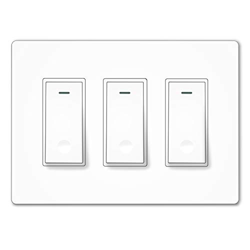 MOES Smart Wi-Fi Light Switch,3 Gang No Screw Panel Smartlife/Tuya App Wireless Remote Control in-Wall Timer Switch for Lights,Compatible with Alexa,Google Home and IFTTT,No Hub Required