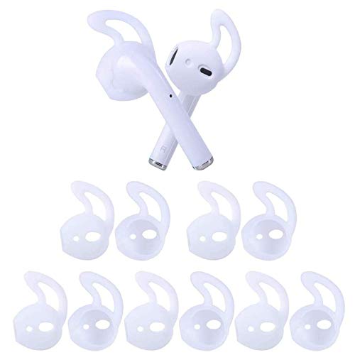 Book Cover OneCut 5 Pairs Silicone Ear Tips Compatible for AirPods 1&2,Silicone Soft Anti-Slip Sport Earbud Tips, Anti-Drop Ear Hook Gel Headphones Earphones Protective Accessories Tips (White)