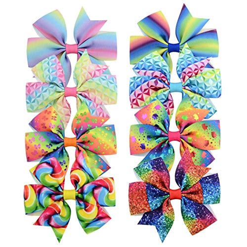 Etuoji 8 Pcs/Pack Girls Fashion Headwear Gradient Color Bow Hair Clips