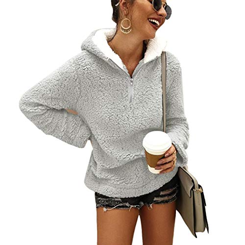 FANALA Women Winter Plush Hooded Sweatshirt Pullover Casual Hoodie Fashion Hoodies - Black - XX-Large