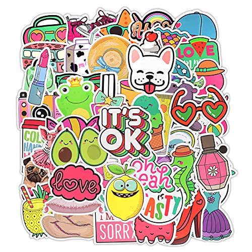 Cute Stickers Pack 50 Pcs Aesthetic Trendy Stickers Vinyl Decals for Hydro Flask Water Bottle Laptop Ipad Helmet Car Luggage for Teens Girls