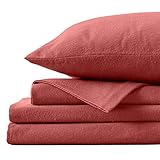 Great Bay Home Extra Soft 100% Turkish Cotton Flannel Sheet Set. Warm, Cozy, Lightweight, Luxury Winter Bed Sheets in Solid Colors. Nordic Collection (Queen, Red)