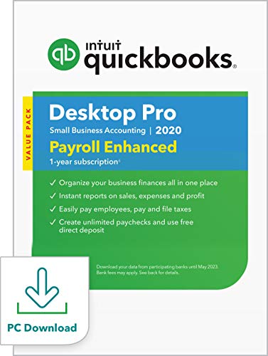 Book Cover [Old Version] QuickBooks Desktop Pro with Enhanced Payroll 2020 Accounting Software for Small Business with Shortcut Guide [PC Download]