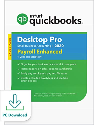 [Old Version] QuickBooks Desktop Pro with Enhanced Payroll 2020 Accounting Software for Small Business with Shortcut Guide [PC Download]