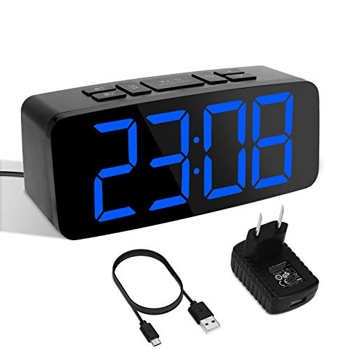 YISSVIC Digital Alarm Clocks for Bedrooms 6.3 Inches Led Clock with Adapter Dual Alarm Sounds 6 Brightness Dimmer 12/24 Hour Setting Snooze Function