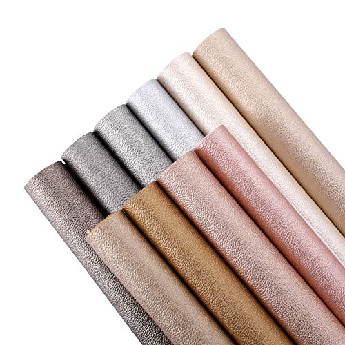 SHUANGART Vivid Shiny Pearl Faux Leather Sheets for Earrings Bows Jewelry Making,A4 Size/21x30cm Metallic Synthetic Vinyl Crafts Fabric,8x12 inch (Metallic,10 pcs)