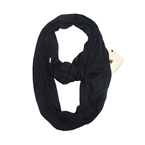 Womens Infinity Scarf with Zipper Hidden Pocket Mens Winter Travel Lightweight Scarves Wrap