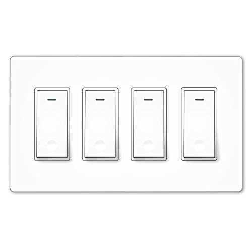 MOES WiFi Smart Light Switch, 4 Gang No Screw Panel Smart Life/Tuya App Wireless Remote Control Wall Switch Timer for Lights, Compatible with Alexa, Google Home, Neutral Wire Required, No Hub Required