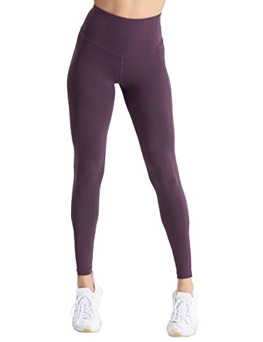 coastal rose Women's Yoga Pants Comfy Brushed 7/8 Length High Waisted Workout Leggings Tummy Control Sport Tights with Inner Pocket BlackBerry Cordial M