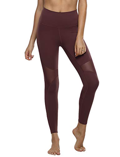 Hopgo Women's High Waist Yoga Pants Mesh Tummy Control Workout Leggings Running 4 Way Stretch Sports Tights