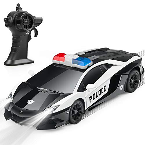 Book Cover DARVIQS Remote Control Car for Kids, RC Police Car with High Speed 2.4Ghz Rechargeable Batteries, Anti-Collision Remote Control Cop Vehicle Toy with Lights, Great Xmas Gift for Boys Girls