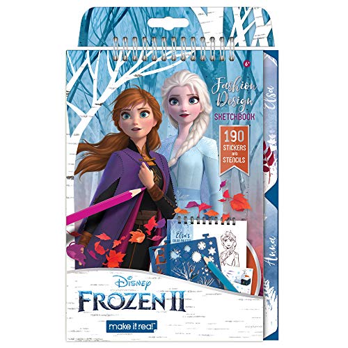 Book Cover Make It Real â€“ Disney Frozen 2 Fashion Design Sketchbook. Disney Inspired Fashion Design Coloring Book for Girls. Includes Elsa Frozen 2 Sketch Pages, Stencils, Stickers, and Design Guide