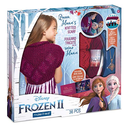 Book Cover Make It Real – Disney Frozen 2 Queen Iduna's Knitted Shawl . DIY Arts and Crafts Kit Guides Kids to Crochet Queen Iduna’s Shawl with Acrylic Yarn and Magical Frozen 2 Embellishments