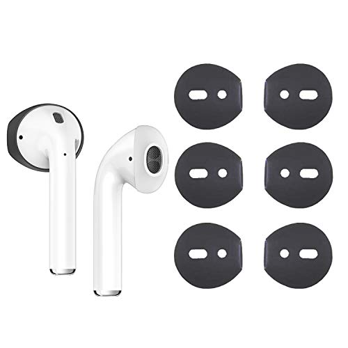 Book Cover {Fit in Case}Silicone Protecitve Tips Ear Skins and Covers Replacement Anti Slip Soft eartips Compatible with Apple AirPods 1 & 2 or EarPods Headphones/Earphones/Earbuds (3 Pairs Black)