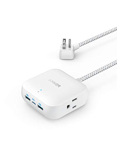Anker Power Strip with USB C, Power Delivery Travel Power Strip, 30W PowerPort Strip PD 2 Mini with 2 Outlets & 3 USB (18W USB C), 5 ft Cord, Flat Plug, for Hotel, Dorm Room, Cruise Ship and Home