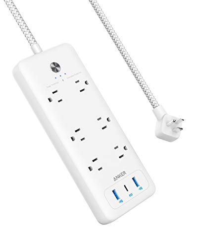 Book Cover Anker USB C Surge Protector Power Strip, 6 Outlet & 3 USB (30W) with Power Delivery Port Power Strip, PowerPort Strip PD 6 with 6.6 Foot Long Cord, Flat Plug, for Home, Office, and More (1280 Joule)