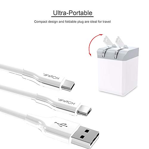 Micro USB C Cable & Charger Adapter HOTWAV Charger Cable Set [3 in 1]USB Wall Charge Foldable Plug for iPhone, USB Charging Cable, High Speed Durable Fast Charging USB Charger Android Cable for Samsu