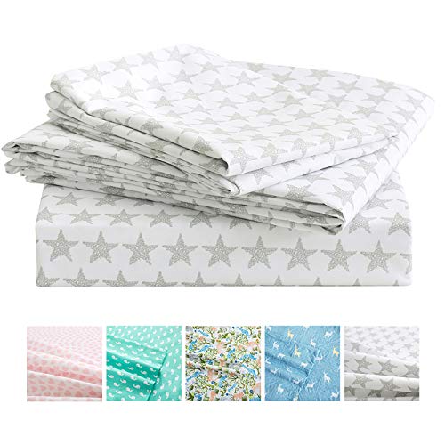 Book Cover Vonty Kids Bed Sheets Twin Stars Printed Sheets for Boys & Girls, Soft Lightweight Microfiber Easy Wash Bedding Set (1 Fitted Sheet + 1 Flat Sheet + 1 Pillowcase)