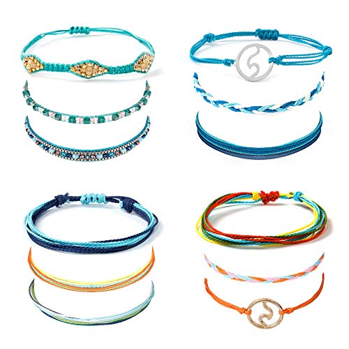 Voerou Wave Strand Bracelet Set 12 Pieces Adjustable Handmade Women's Strand Bracelets Friendship Bracelet Handcrafted Jewelry