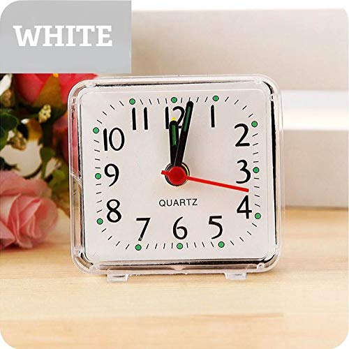 IMPFUNICAL Alarm Clock Easy to Use, Travel Alarm Clock No Snooze, Battery Operated Loud Alarm Clock for Bedroom (White)