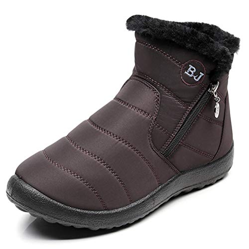 LIGHTEN Waterproof Snow Sneakers Boots Fur Lined Ankle High-Top Outdoor Slip-on Booties Anti-Slip Winter Shoes for Womens Mens