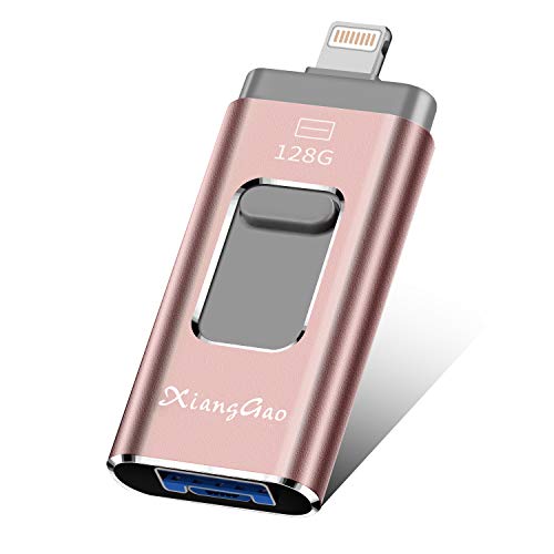 Book Cover iOS Flash Drive for iPhone Photo Stick 128GB XiangGao Memory Stick USB 3.0 Flash DriveThumb Drive for iPhone iPad Android and Computers ... (XD-128GB, Pink-1FLASH Drive)