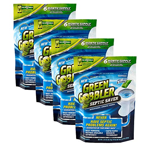Book Cover SEPTIC SAVER Bacteria Enzyme Pacs - 2 Year Septic Tank Supply (FREE Green Gobbler REMINDER APP) 4 Pack