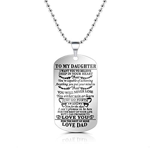 SUMMER LOVE Dad Mom To My Son Daughter I Want You To Believe Stainless Steel Dog Tag Military Air Force Pendant Necklace Ball Chain Gift for Birthday Graduation
