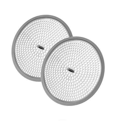 Book Cover AmazerBath 2 Pack Shower Drain Hair Catcher with Fixed Screw, 4.92 Inch Stainless Steel Shower Drain Cover Strainer Hair Drain Protector for Bathroom Shower Stall